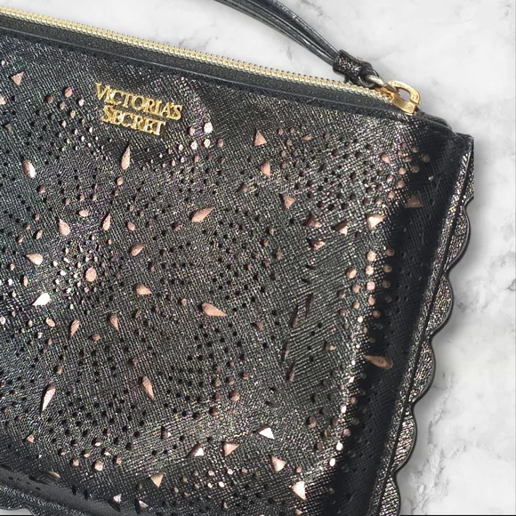 Victoria's Secret Black and Pink Wristlet Clutch- B83 - Picture 2 of 6